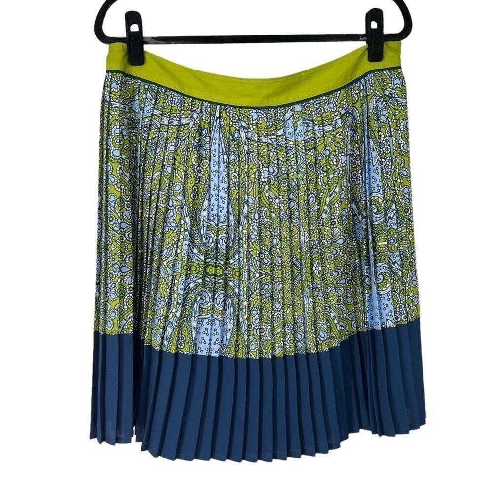 Lands End Blue & Green Floral Pleated Skirt - Picture 1 of 7
